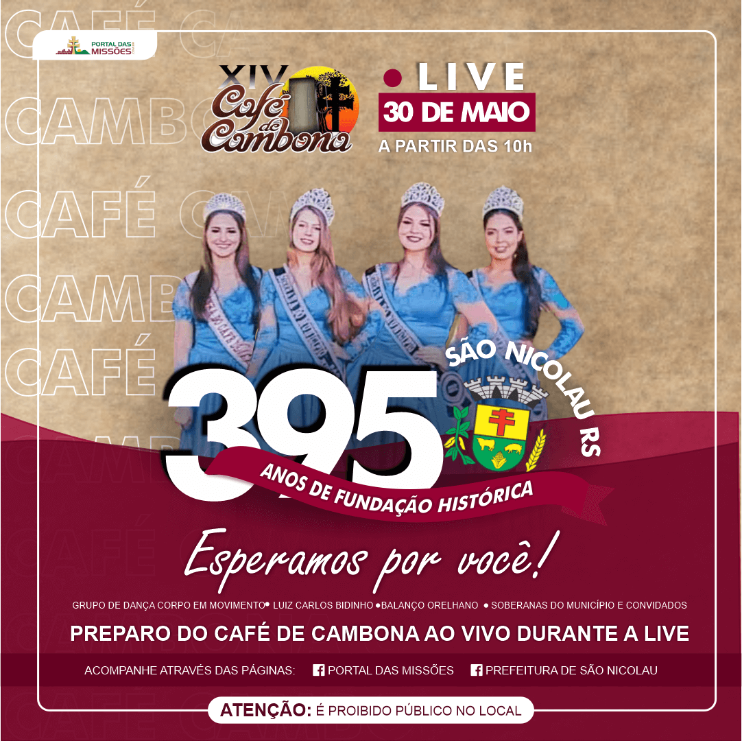 LIVE AO VIVO, CAFÉ DE CAMBONA, DIA 30 DE MAIO 